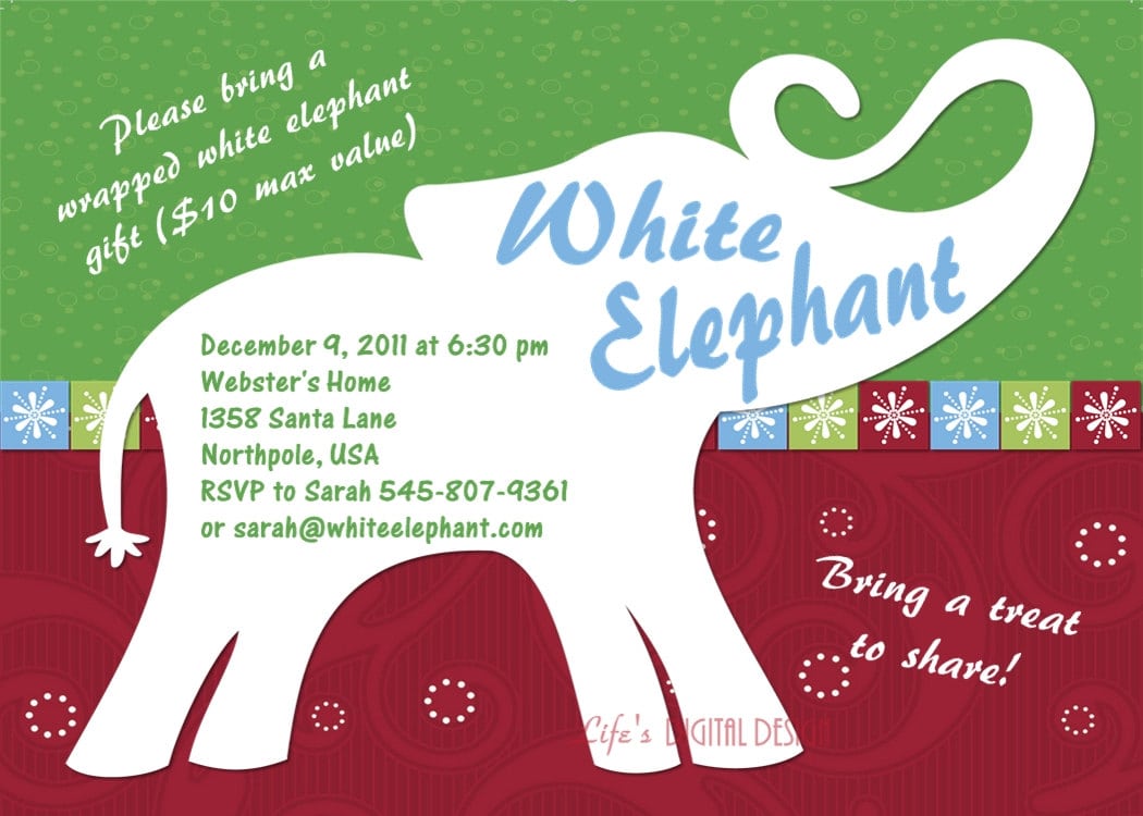 White Elephant Party Invitations â Gangcraft Net